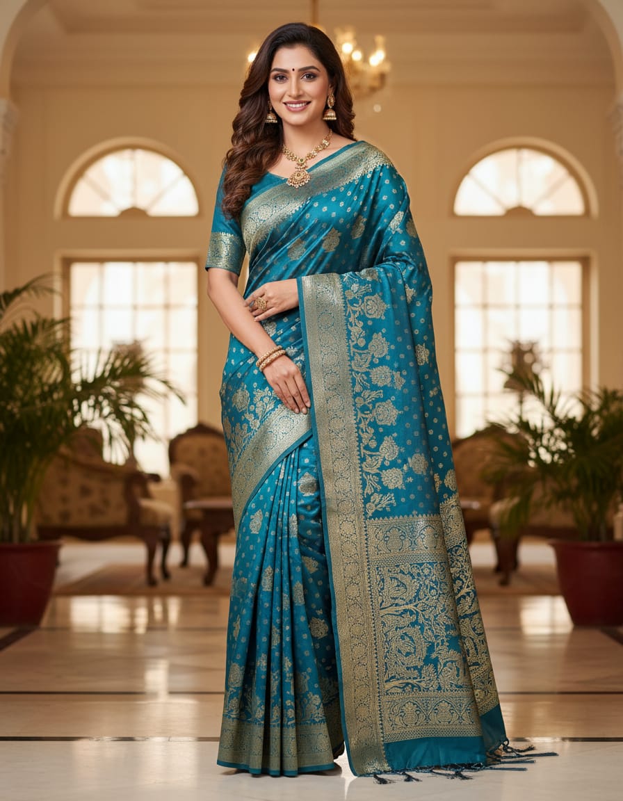 Azure Royal Banarasi Silk Saree